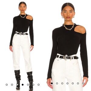 NWT LNA Ardyn One-Shoulder Ribbed Top in Black Size Small